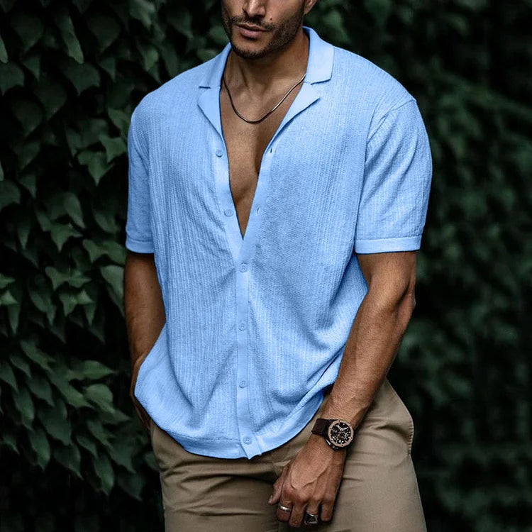 David | Men Casual Short Sleeve Button Shirt