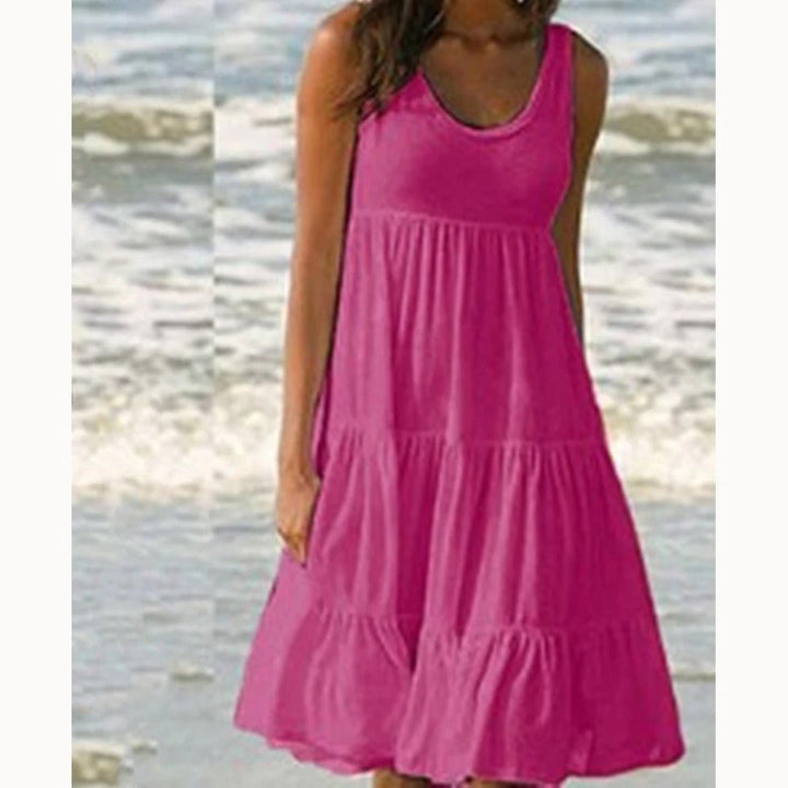 Boho Tiered Midi Dress Sleeveless Summer Ruffle