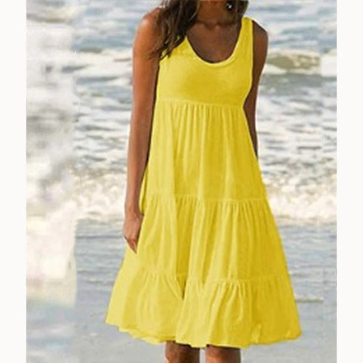 Boho Tiered Midi Dress Sleeveless Summer Ruffle