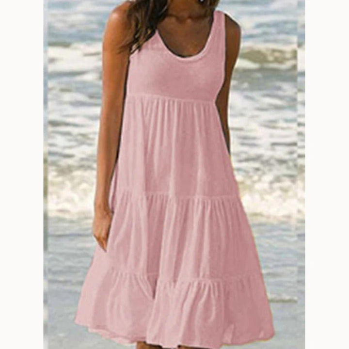 Boho Tiered Midi Dress Sleeveless Summer Ruffle