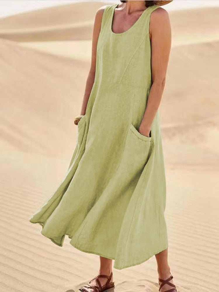 Hannah | Women's Sleeveless Pocket Maxi Casual Dress