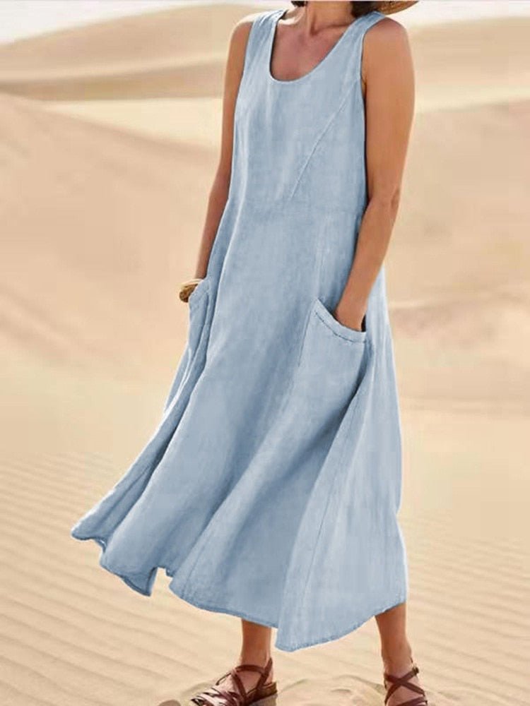 Hannah | Women's Sleeveless Pocket Maxi Casual Dress