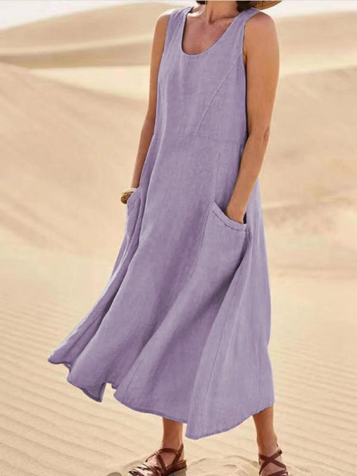 Hannah | Women's Sleeveless Pocket Maxi Casual Dress