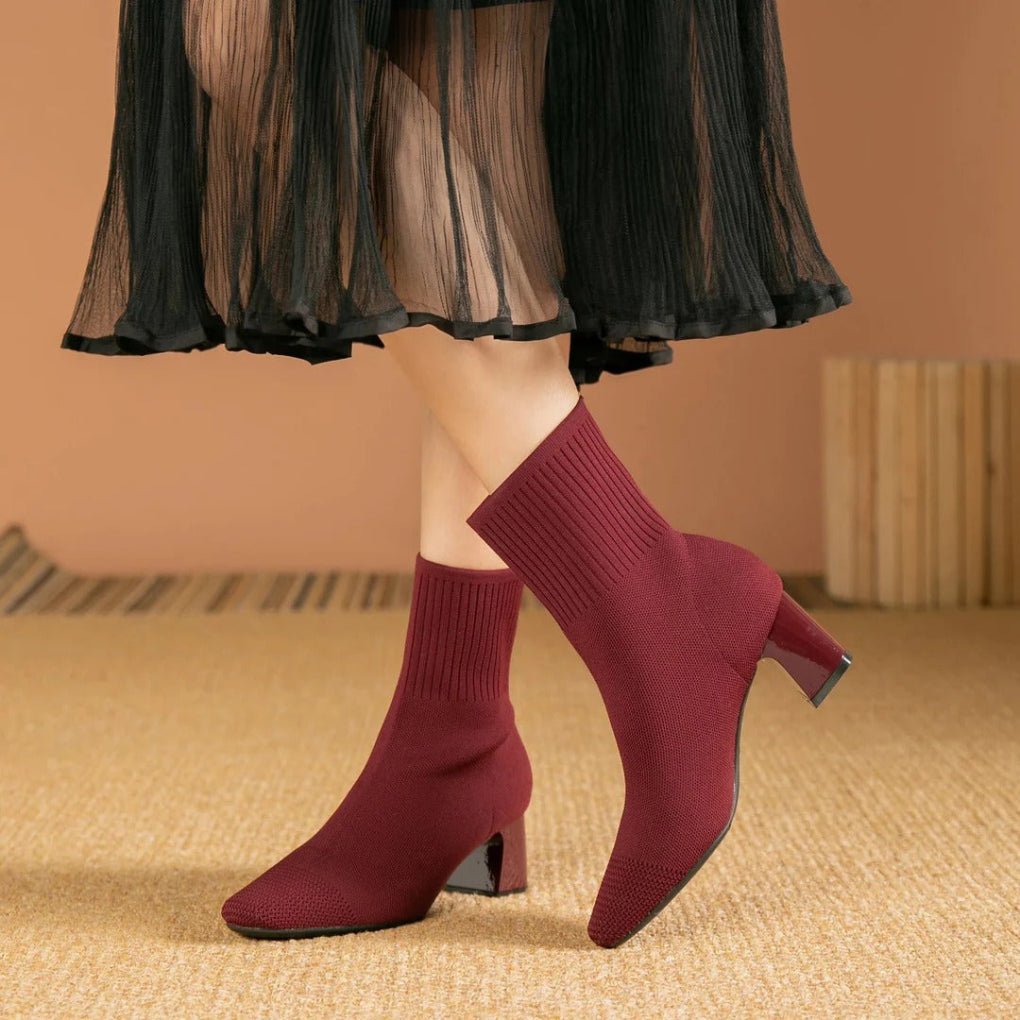 Alana | Women’s Winter Ribbed Knit Ankle Boots