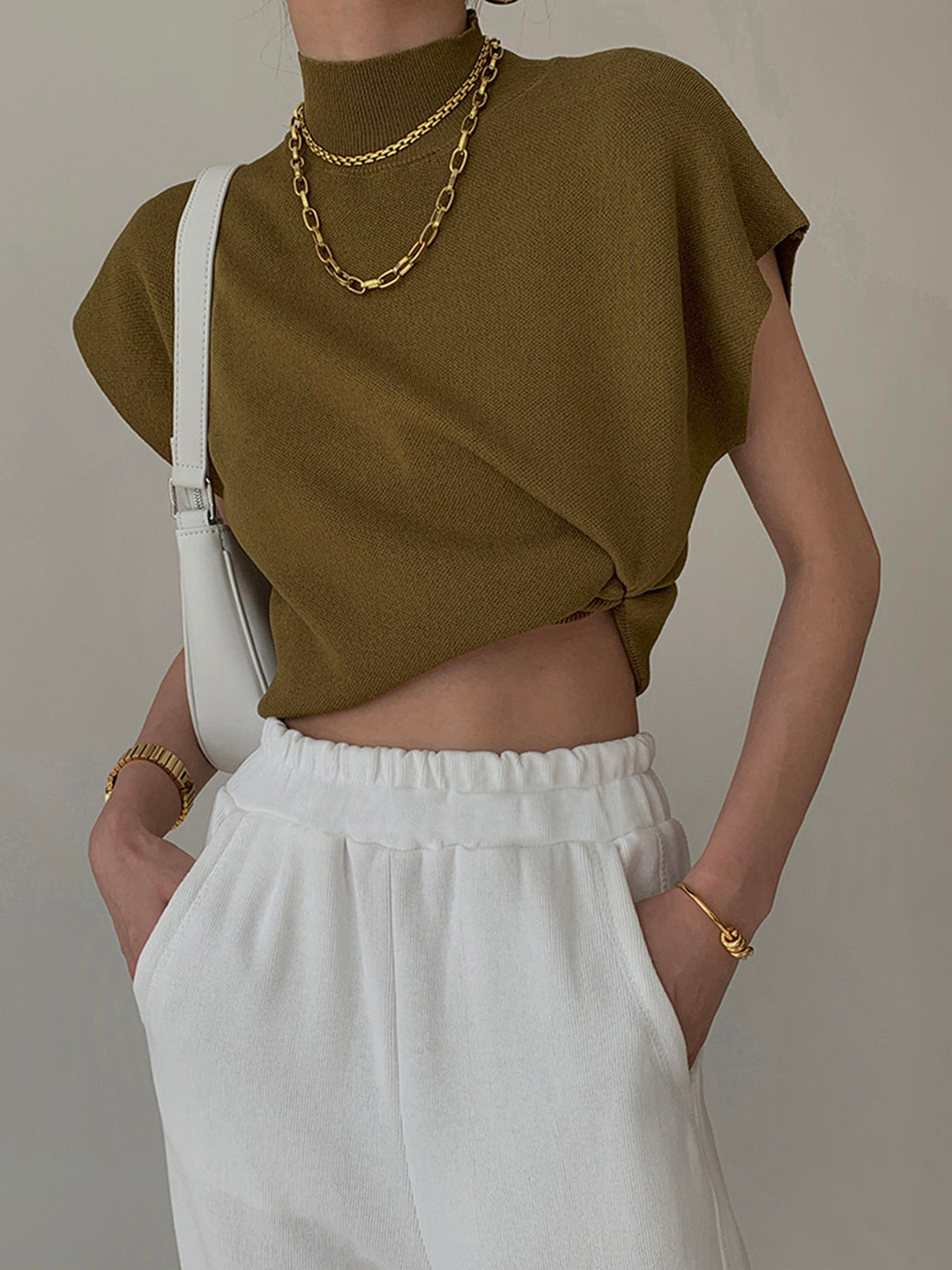 Penelope | Women's Mock Neck Short Sleeve Top Casual Summer