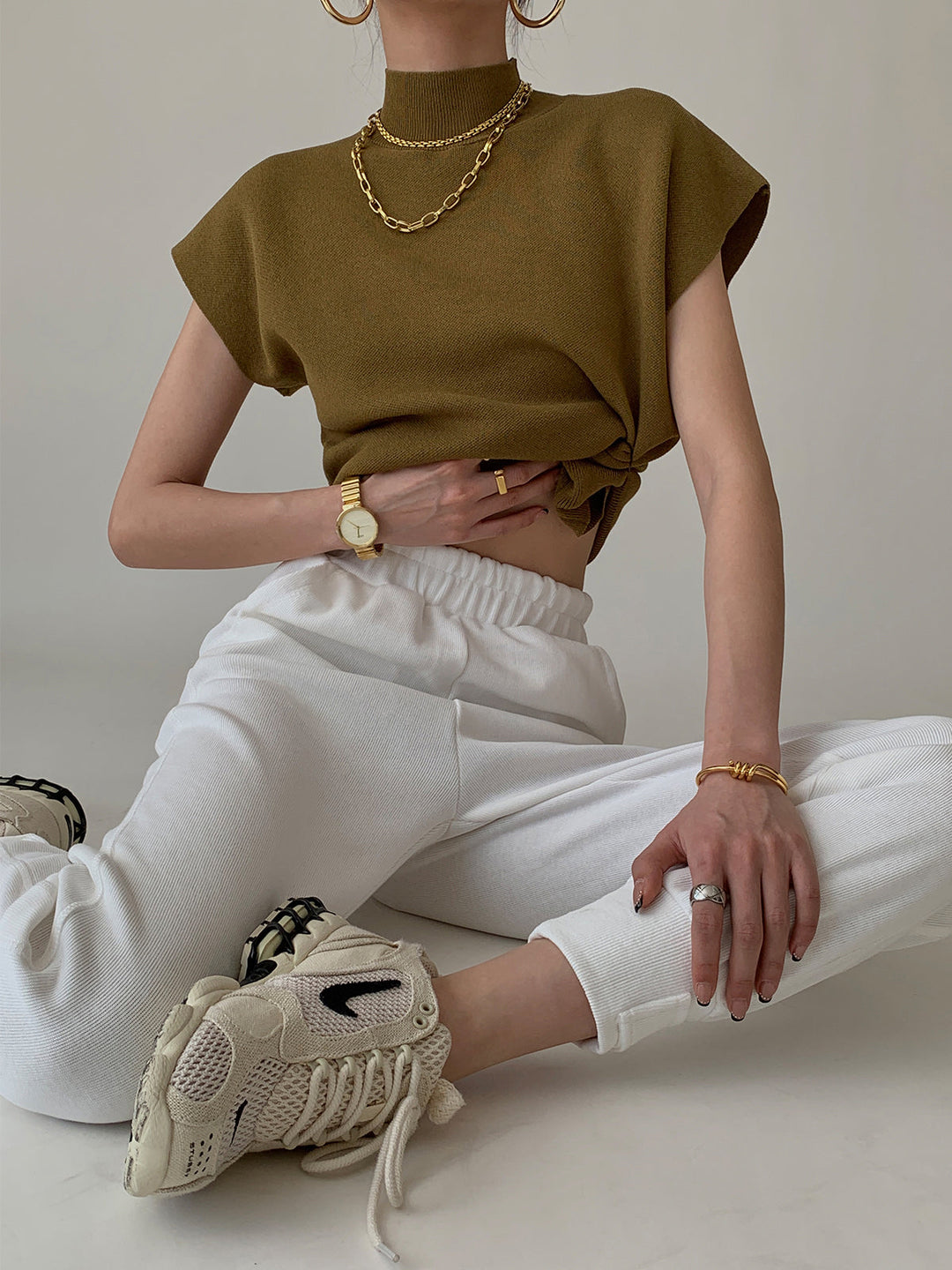 Penelope | Women's Mock Neck Short Sleeve Top Casual Summer