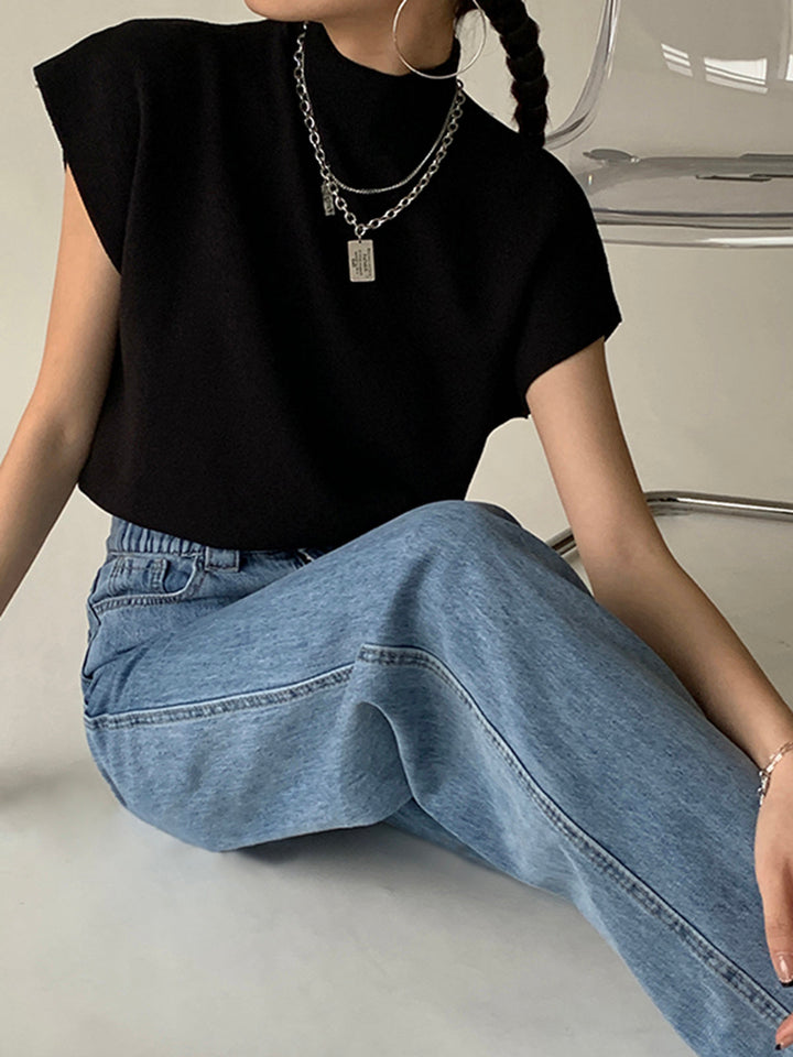 Penelope | Women's Mock Neck Short Sleeve Top Casual Summer