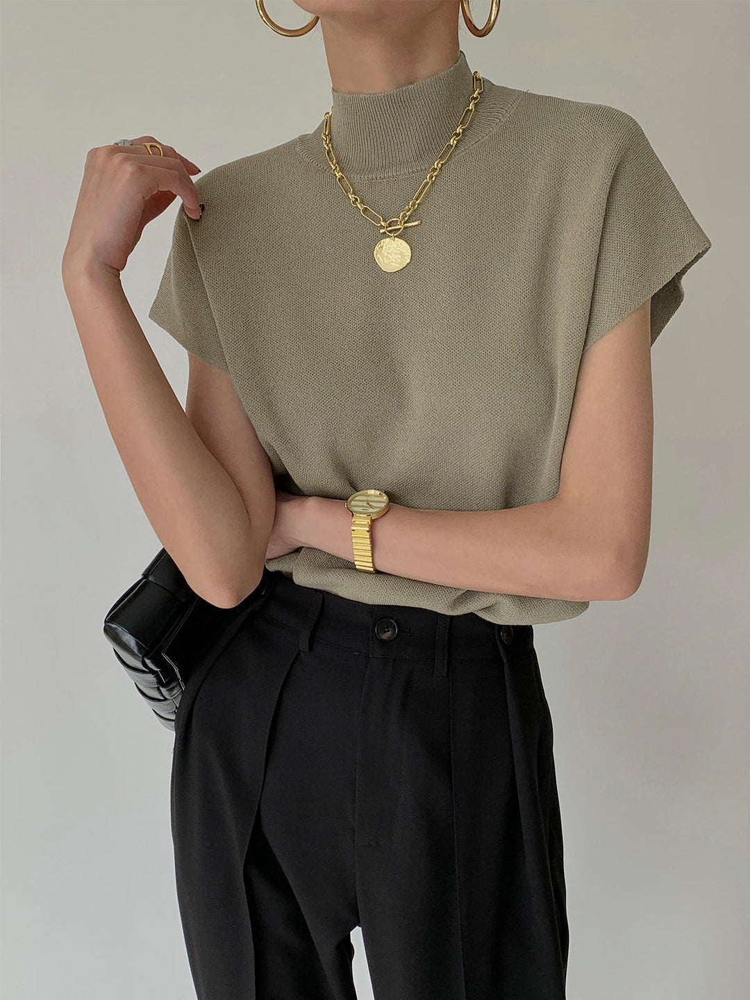 Penelope | Women's Mock Neck Short Sleeve Top Casual Summer