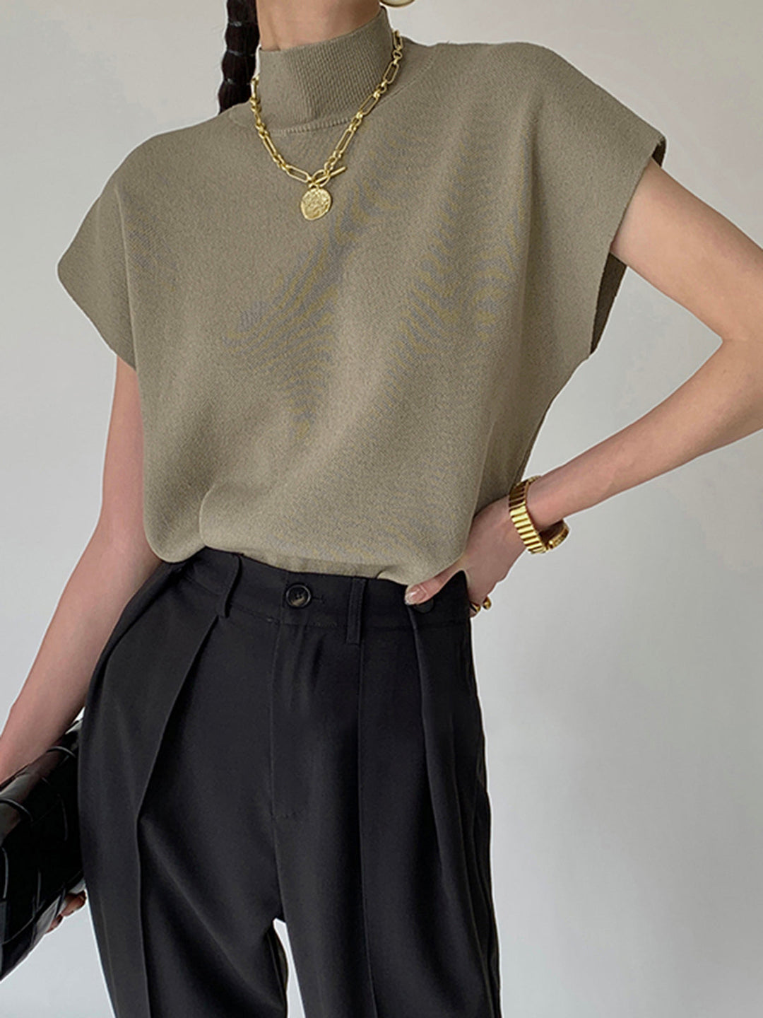 Penelope | Women's Mock Neck Short Sleeve Top Casual Summer