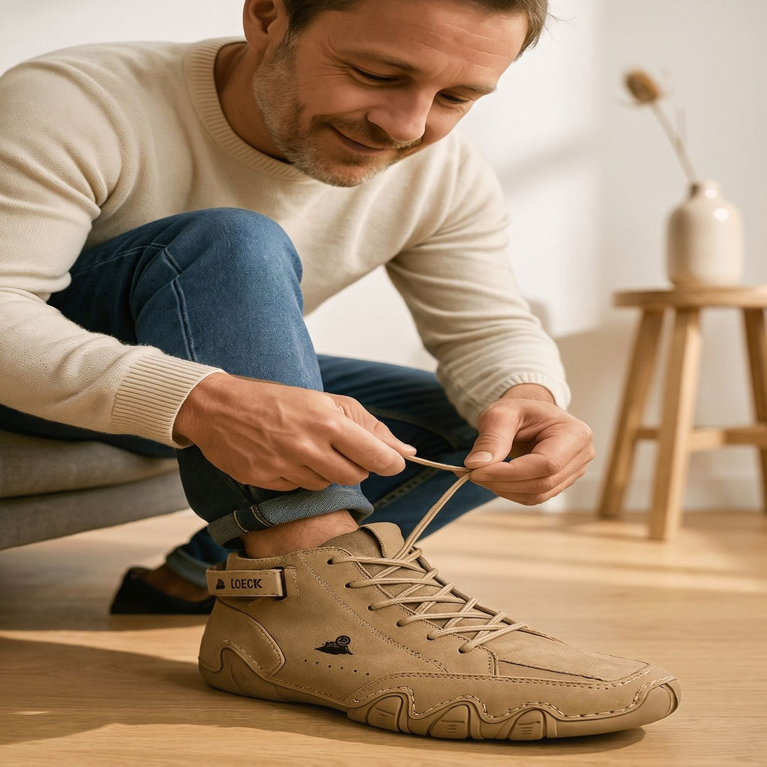 Men's AquaSteady Waterproof Orthopedic High-Top Leather Sneakers