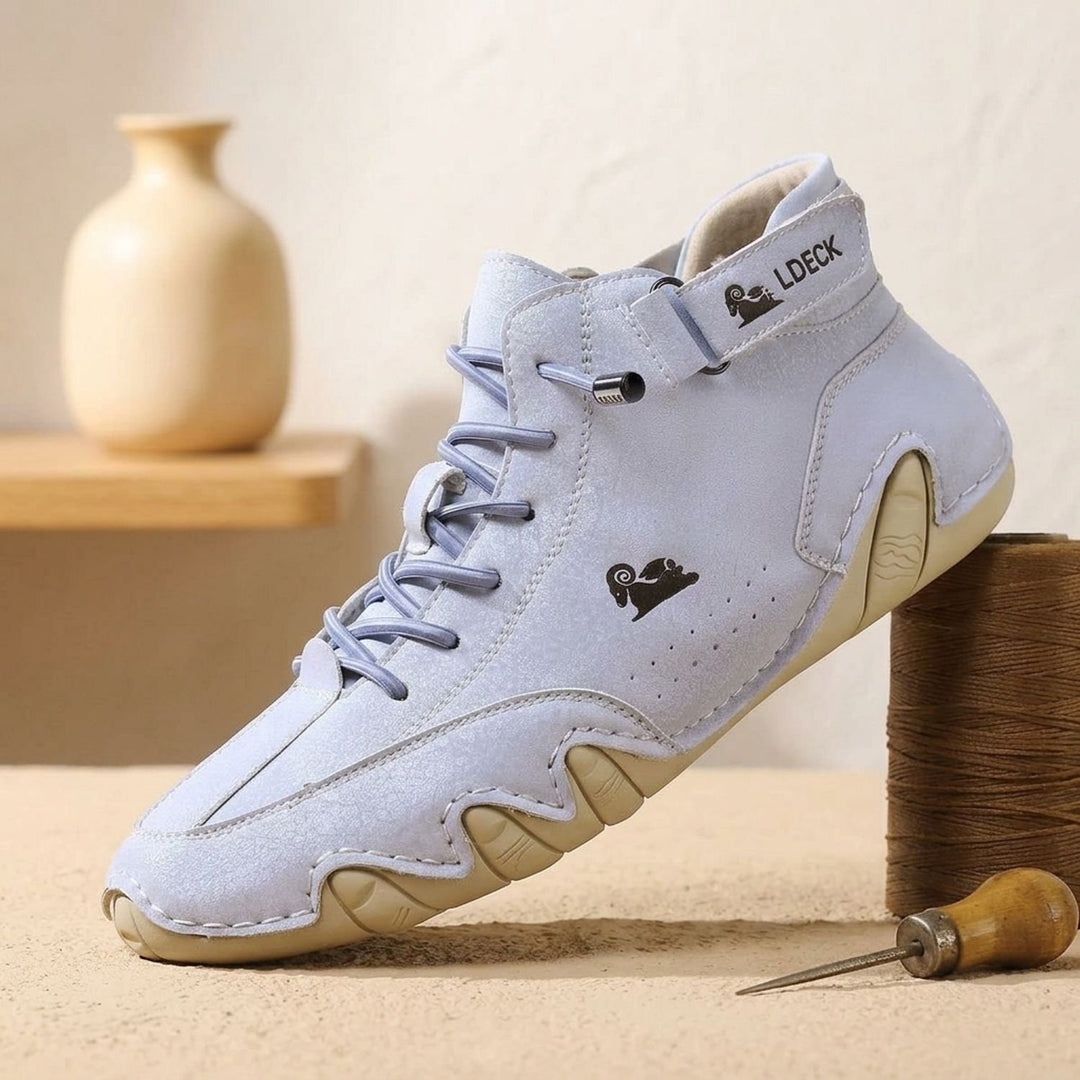 Men's AquaSteady Waterproof Orthopedic High-Top Leather Sneakers - Light Blue