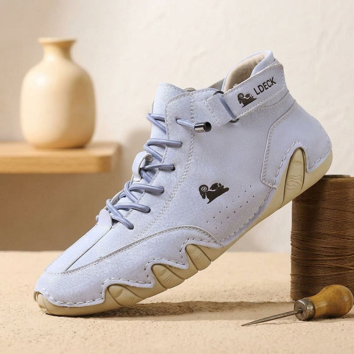 Men's AquaSteady Waterproof Orthopedic High-Top Leather Sneakers - Light Blue