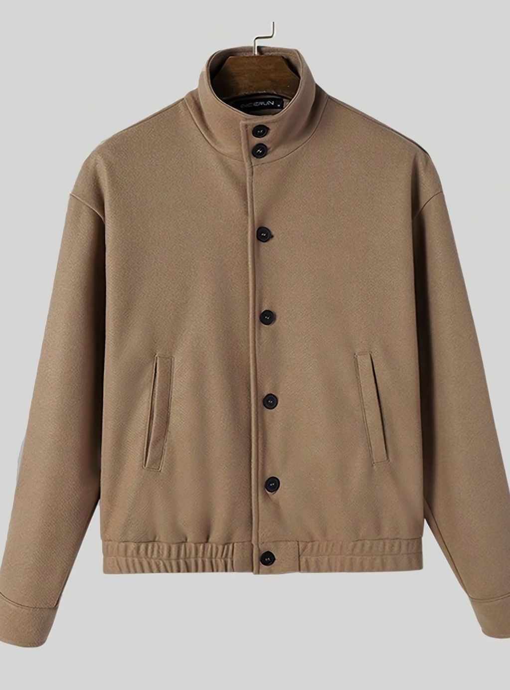 Men's Button-Front Wool-Look Bomber Jacket