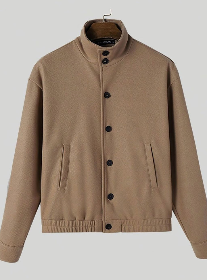 Men's Button-Front Wool-Look Bomber Jacket