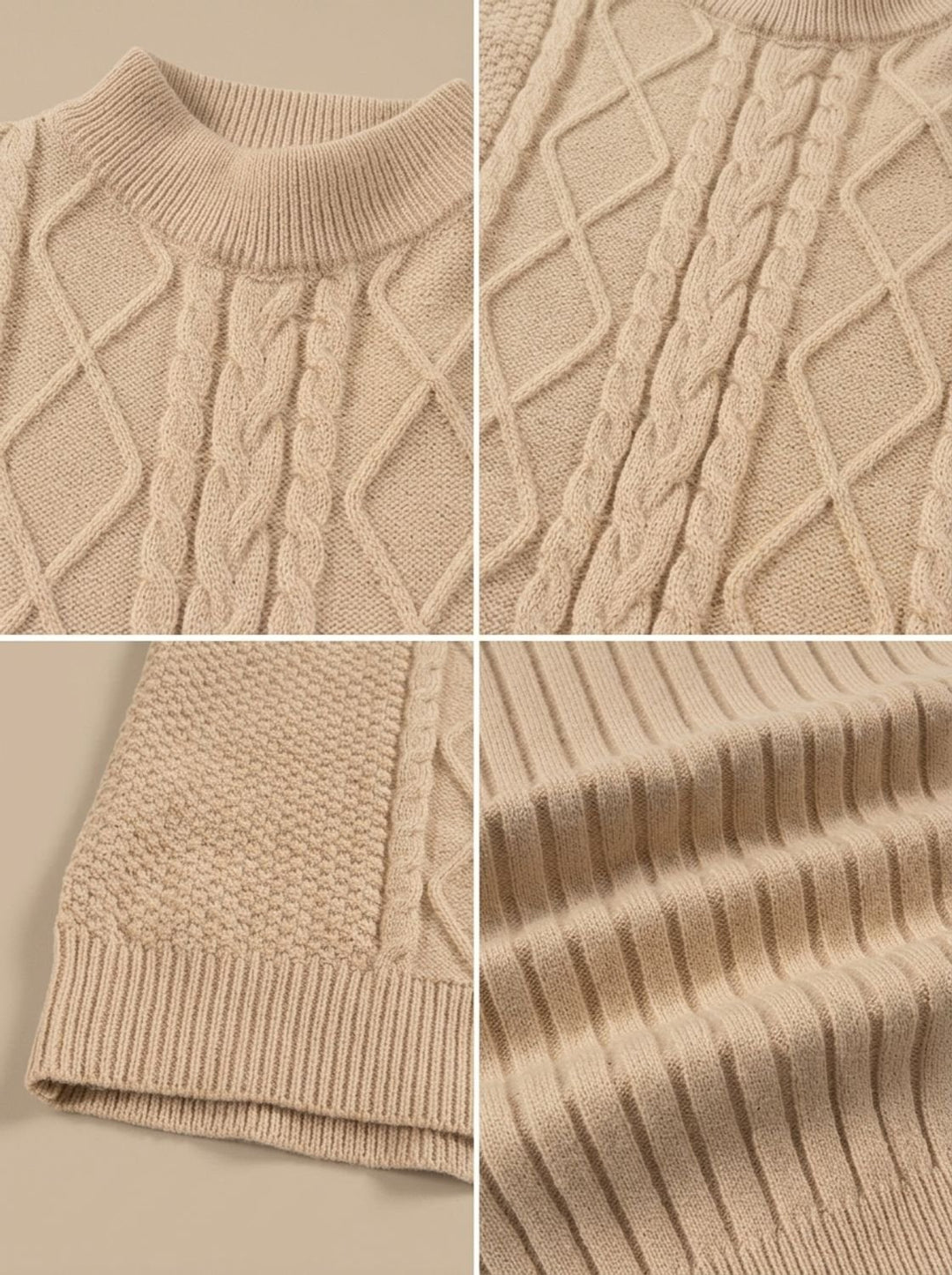 Men's Cable-Knit Mock-Neck Regular-Fit Pullover Sweater