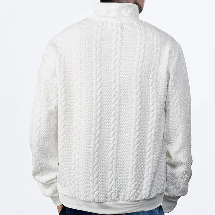 Men's Cable Knit Sweater Quarter-Zip Pullover