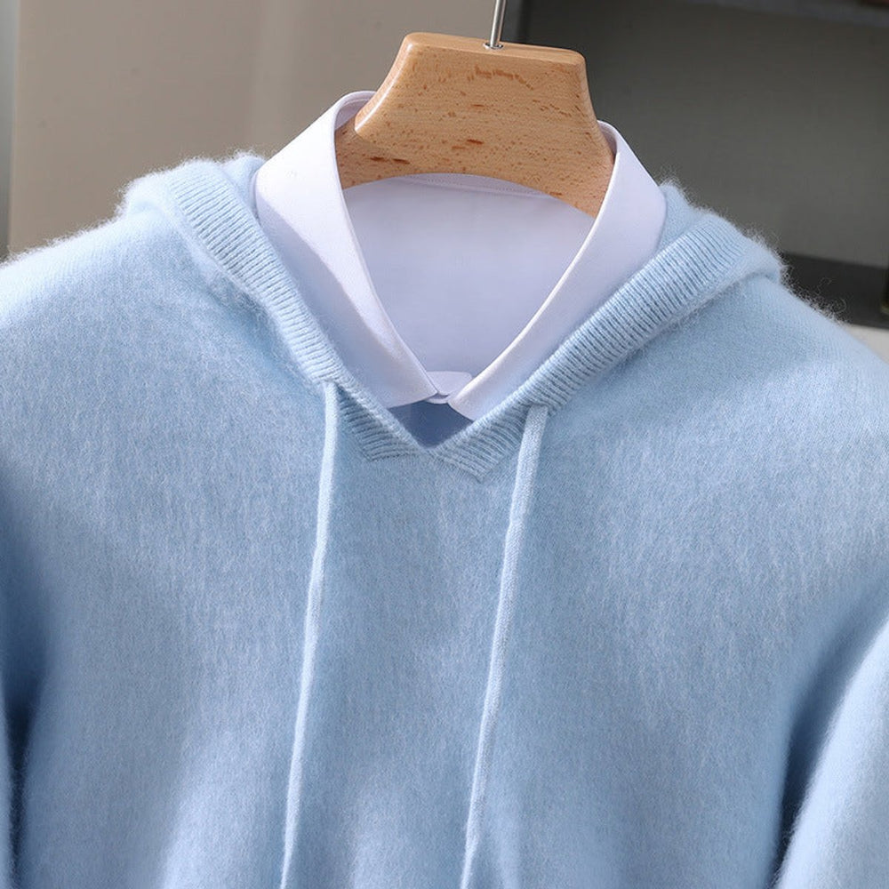 Men's Cashmere Hooded Pullover Sweater Soft Knit Hoodie