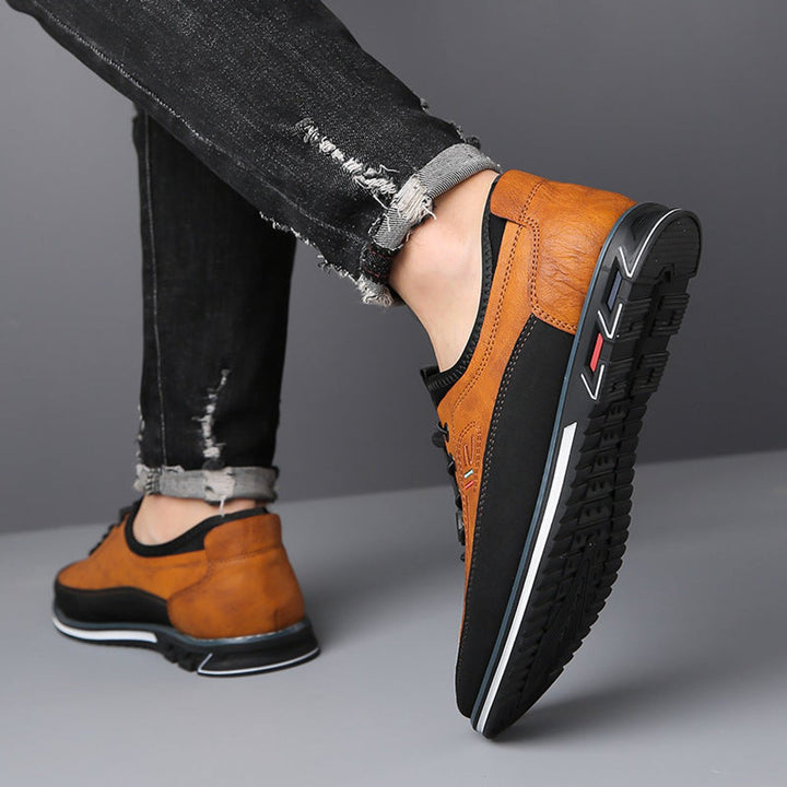 Men's Casual Lace-Up Faux Leather Comfort Sneakers