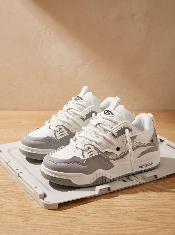 Men's Chunky Low-Top Lace-Up Fashion Sneakers - Gray