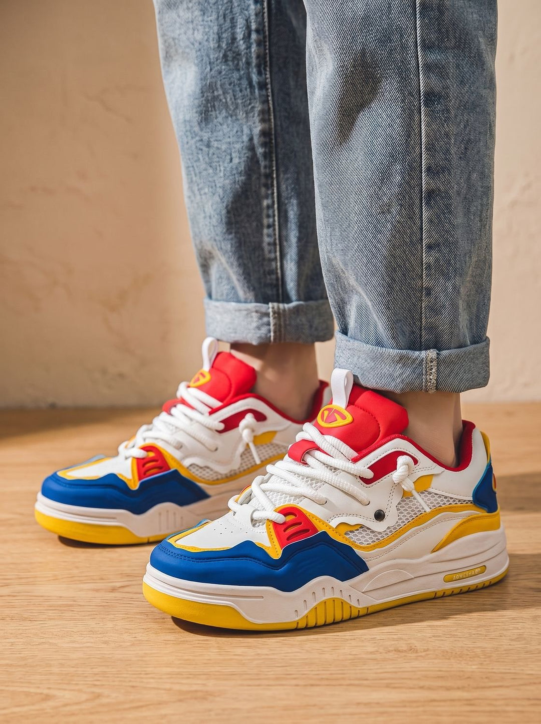 Men's Chunky Low-Top Lace-Up Fashion Sneakers - Yellow