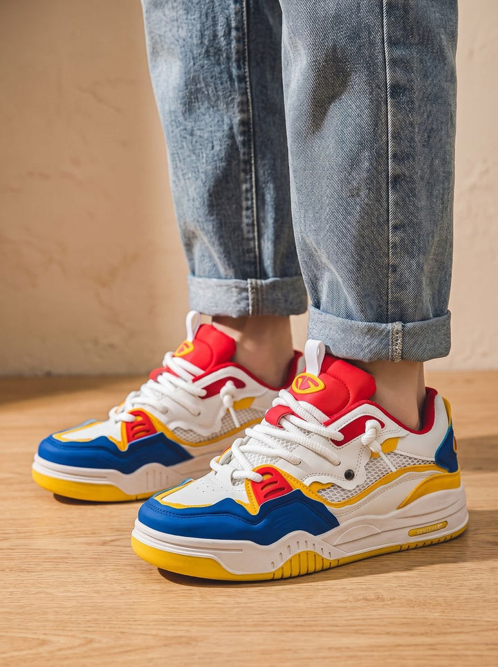 Men's Chunky Low-Top Lace-Up Fashion Sneakers - Yellow