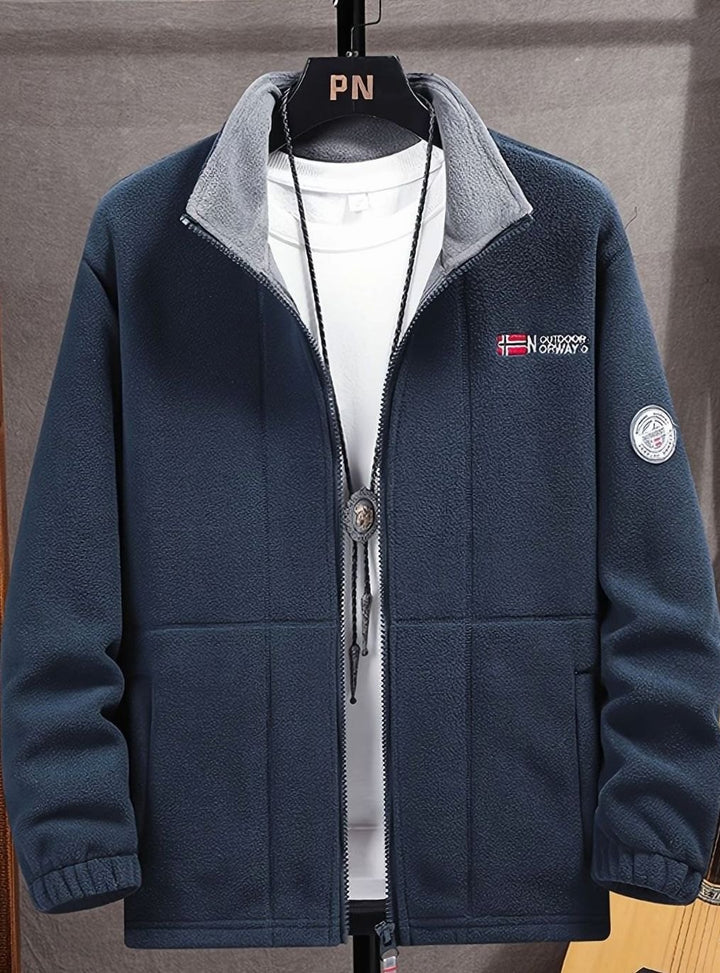 Men's Classic Full-Zip Outdoor Fleece Jacket Mock Neck