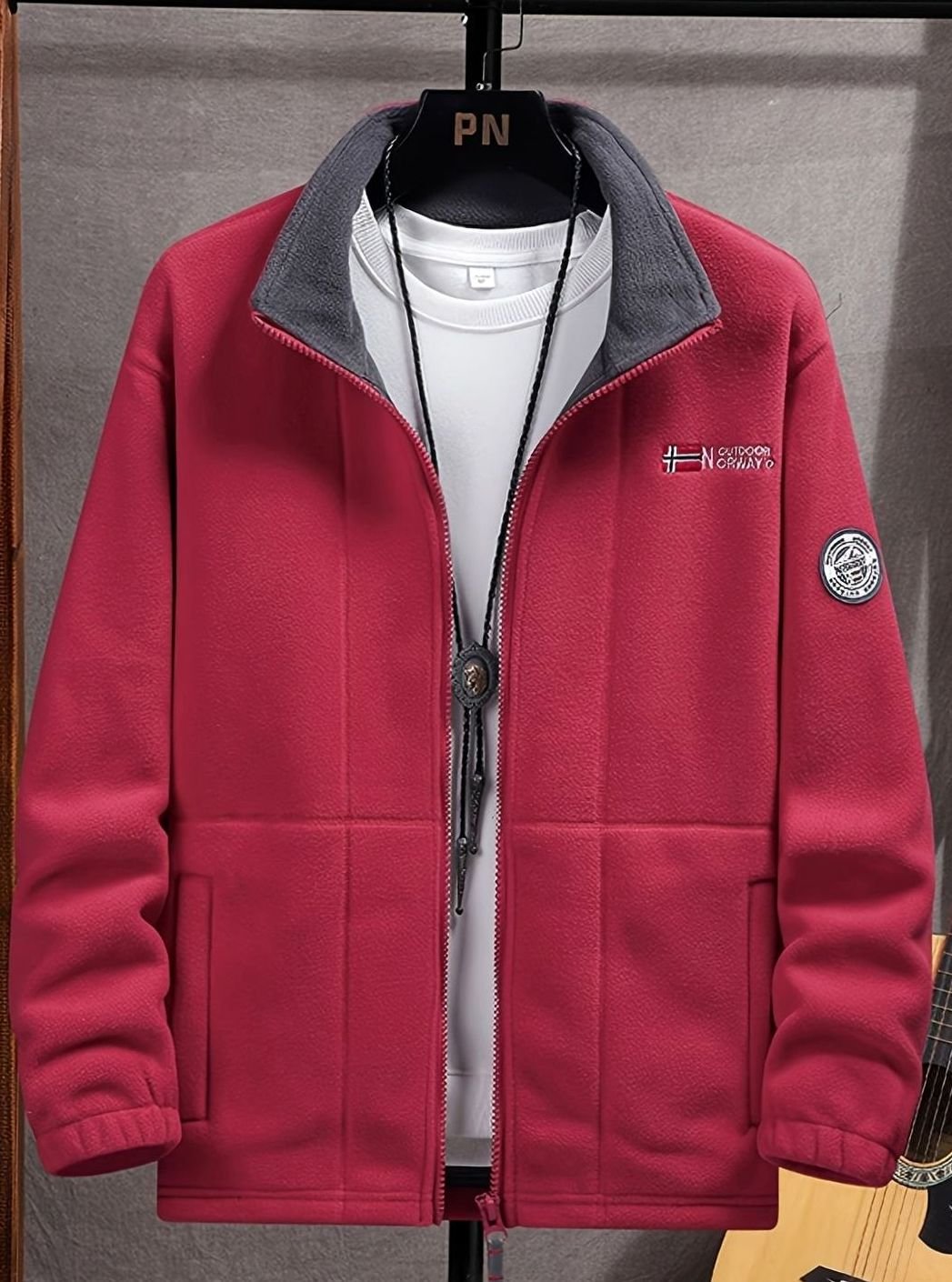 Men's Classic Full-Zip Outdoor Fleece Jacket Mock Neck