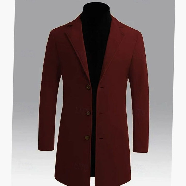 Men's Classic Long Wool Coat Single-Breasted Overcoat