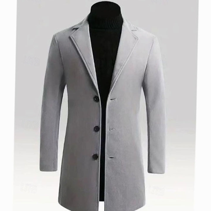 Men's Classic Long Wool Coat Single-Breasted Overcoat
