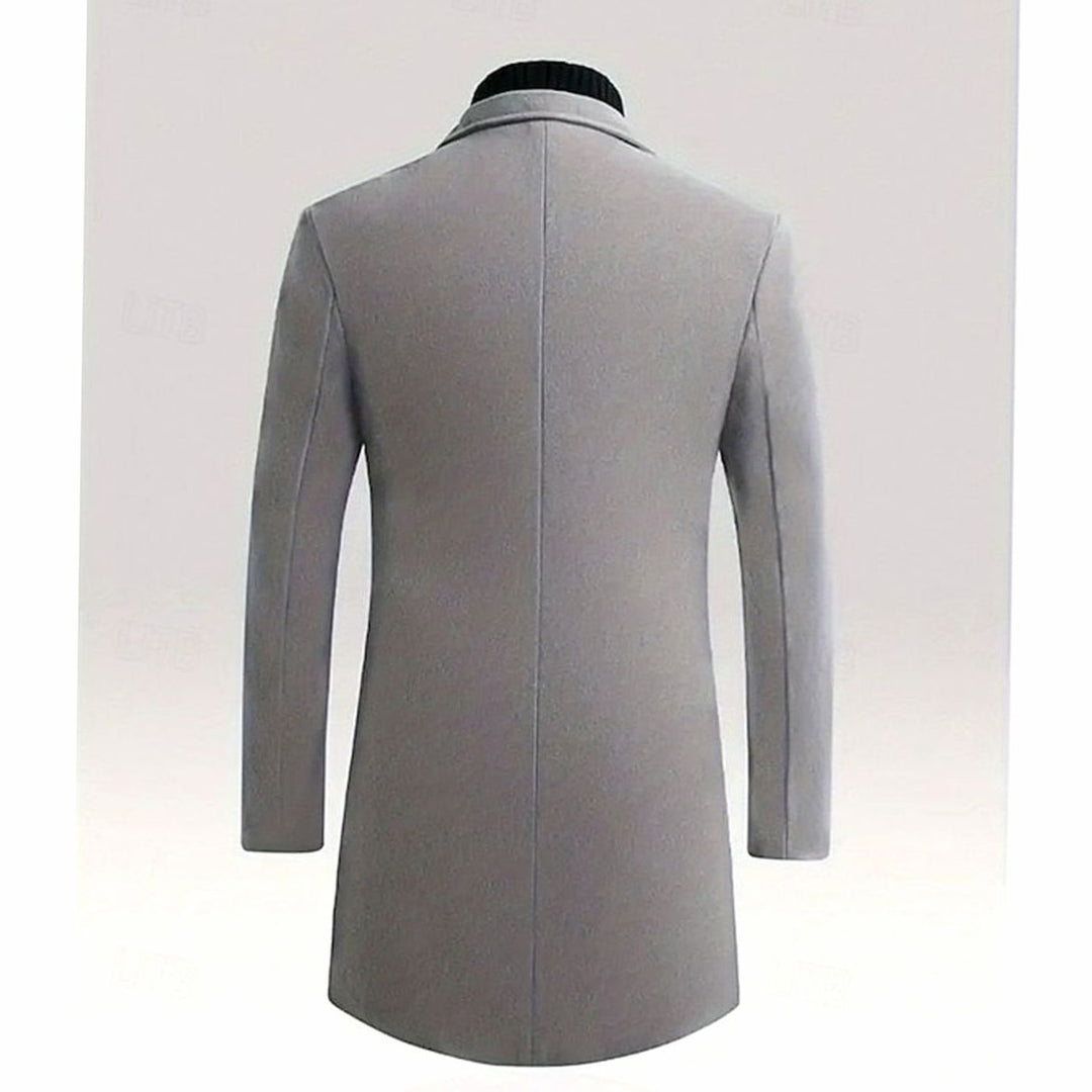 Men's Classic Long Wool Coat Single-Breasted Overcoat