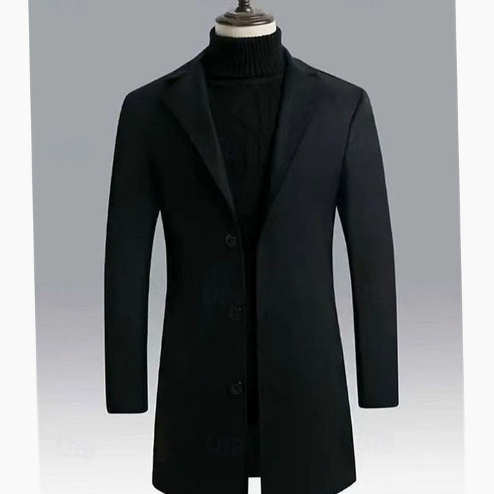 Men's Classic Long Wool Coat Single-Breasted Overcoat