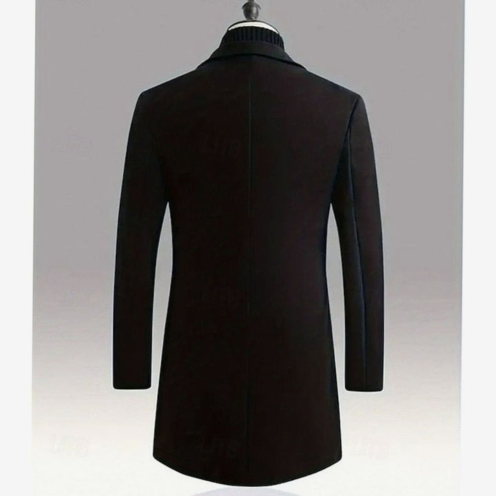 Men's Classic Long Wool Coat Single-Breasted Overcoat