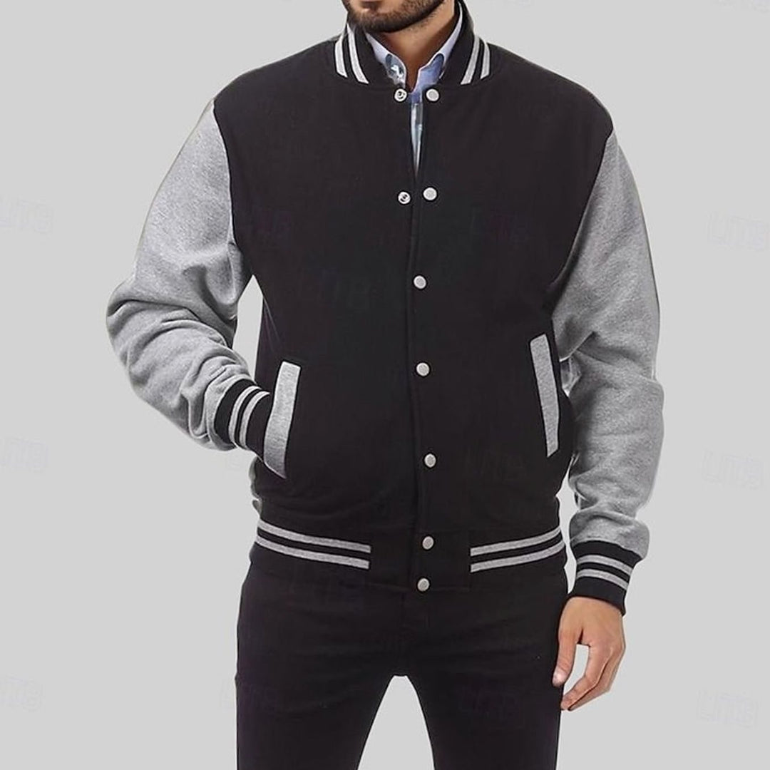 Men's Classic Varsity Bomber Jacket Snap-Button Regular Fit