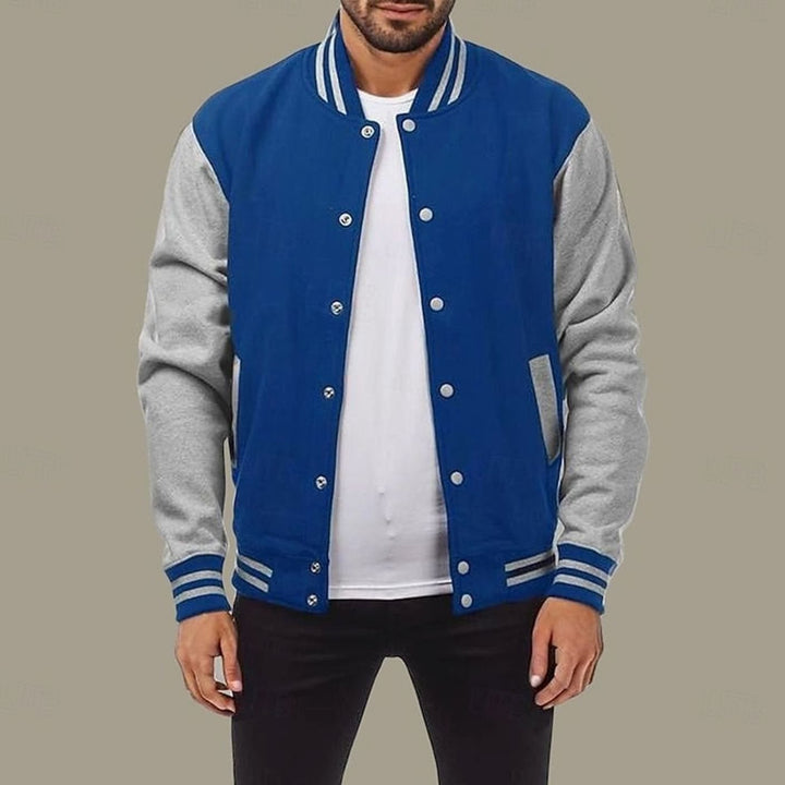 Men's Classic Varsity Bomber Jacket Snap-Button Regular Fit