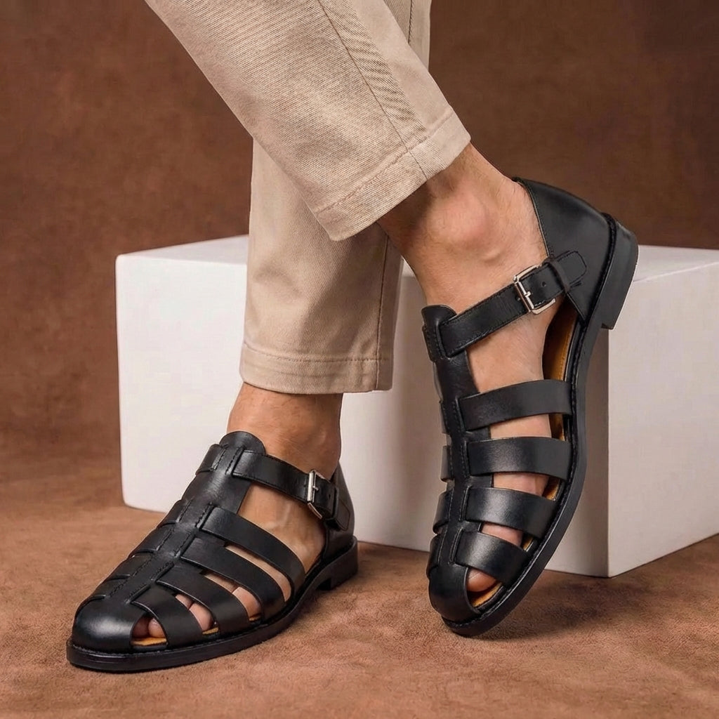 Cameron | Men's Buckle Strap Closed Toe Sandals