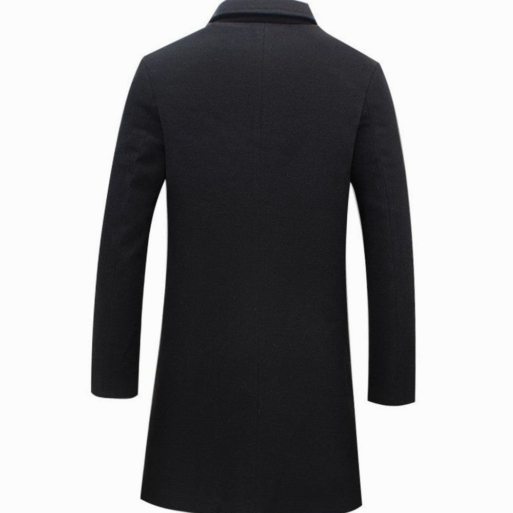 Men's Cold Weather Insulated Single-Breasted Wool-Blend Trench Coat