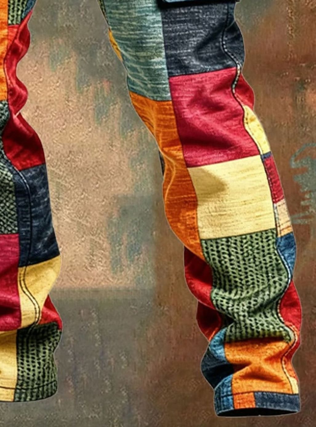 Men's Colorblock Patchwork Cargo Pants Multi-Pocket