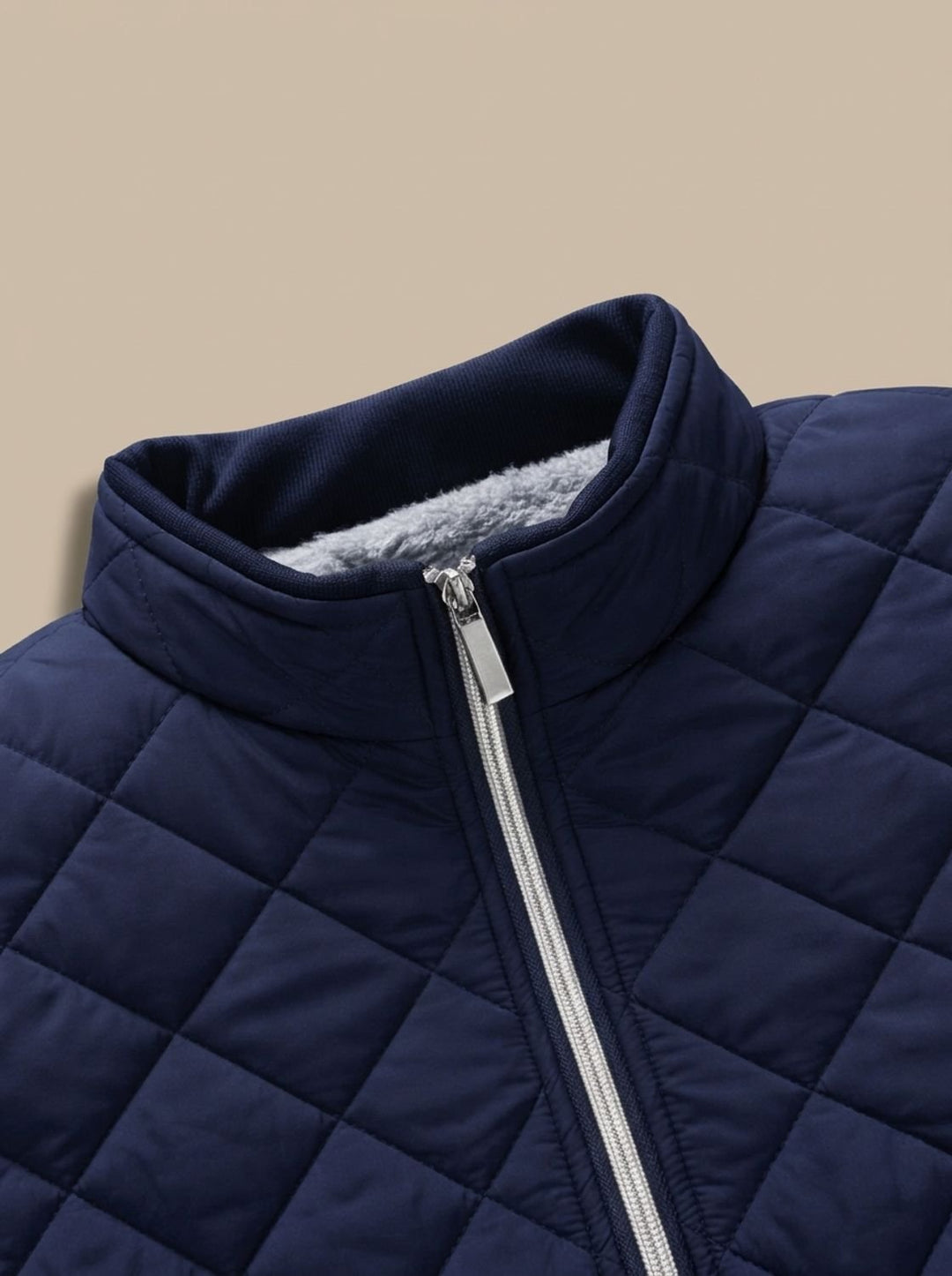 Men's Diamond-Quilted Fleece-Lined Full-Zip Winter Jacket
