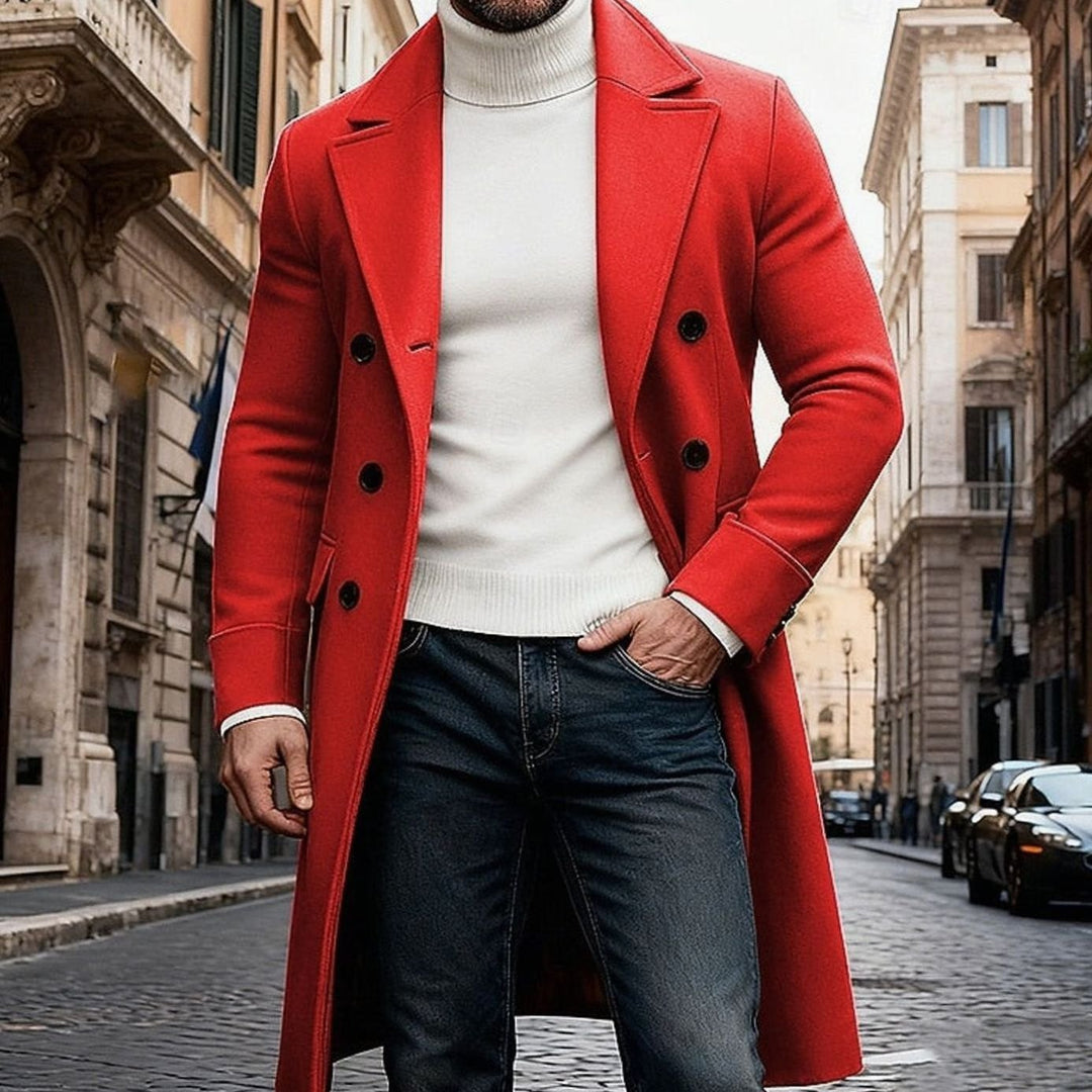 Men's Double-Breasted Long Wool Coat Tailored Overcoat