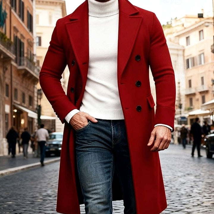 Men's Double-Breasted Long Wool Coat Tailored Overcoat