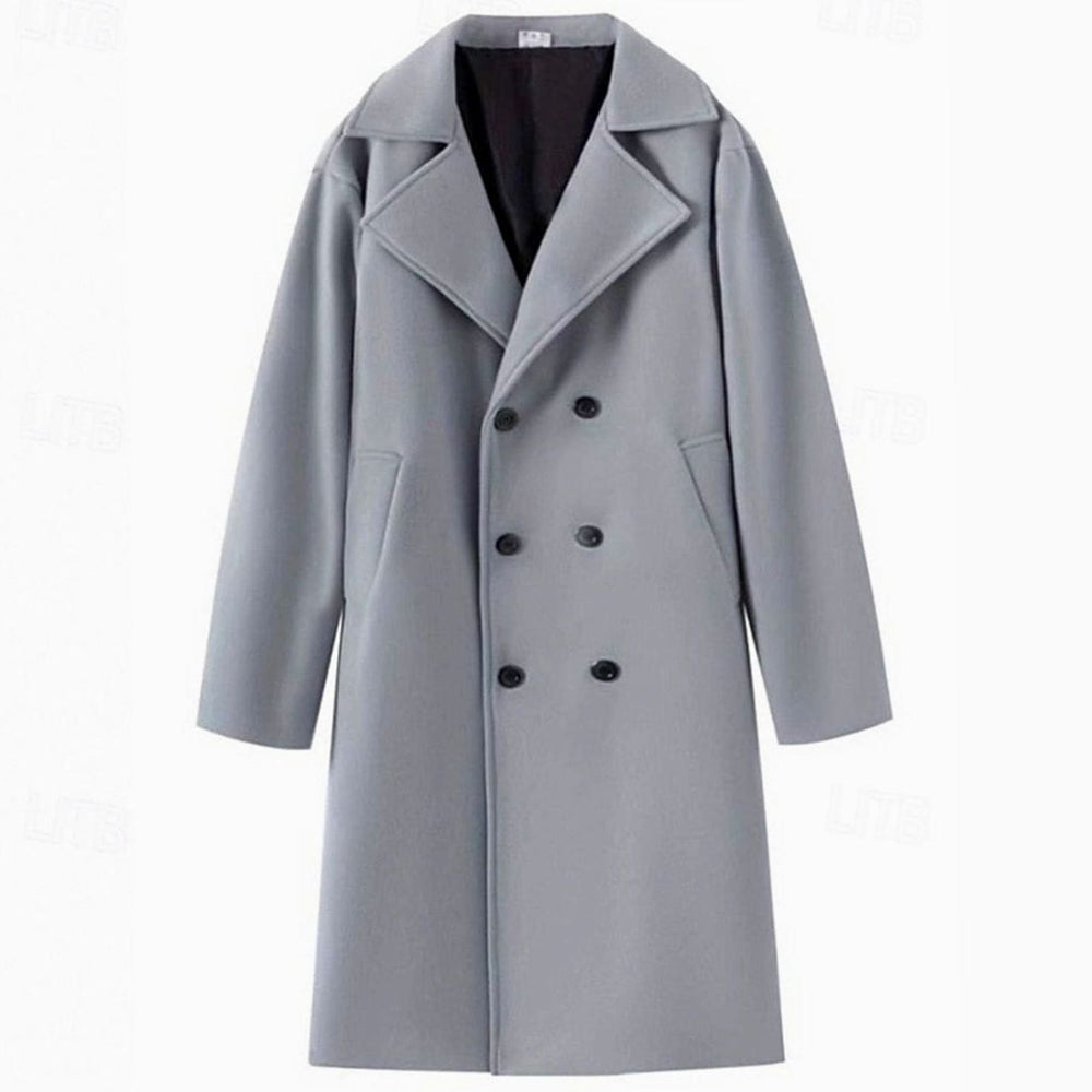 Men's Double-Breasted Tailored Long Wool Coat