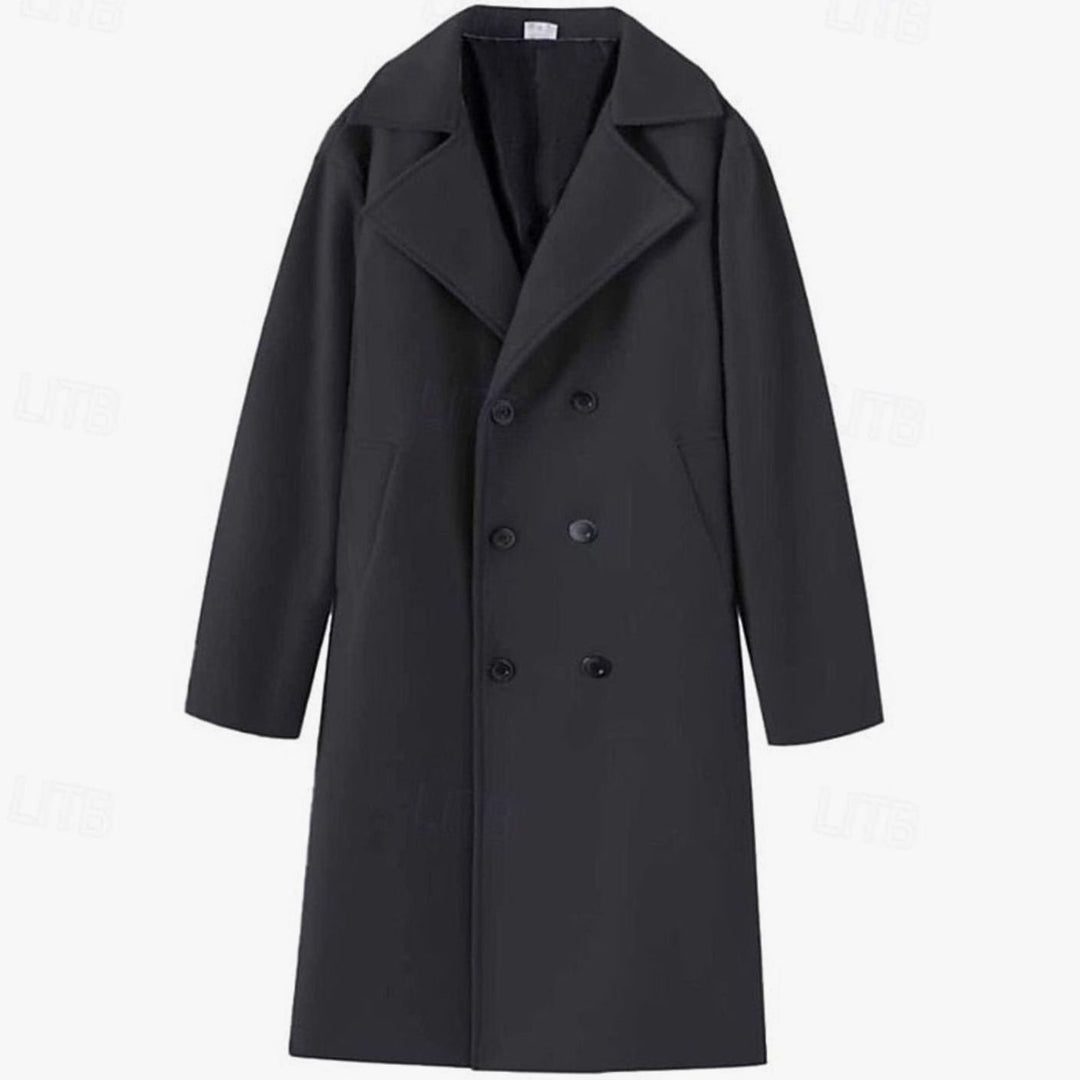 Men's Double-Breasted Tailored Long Wool Coat