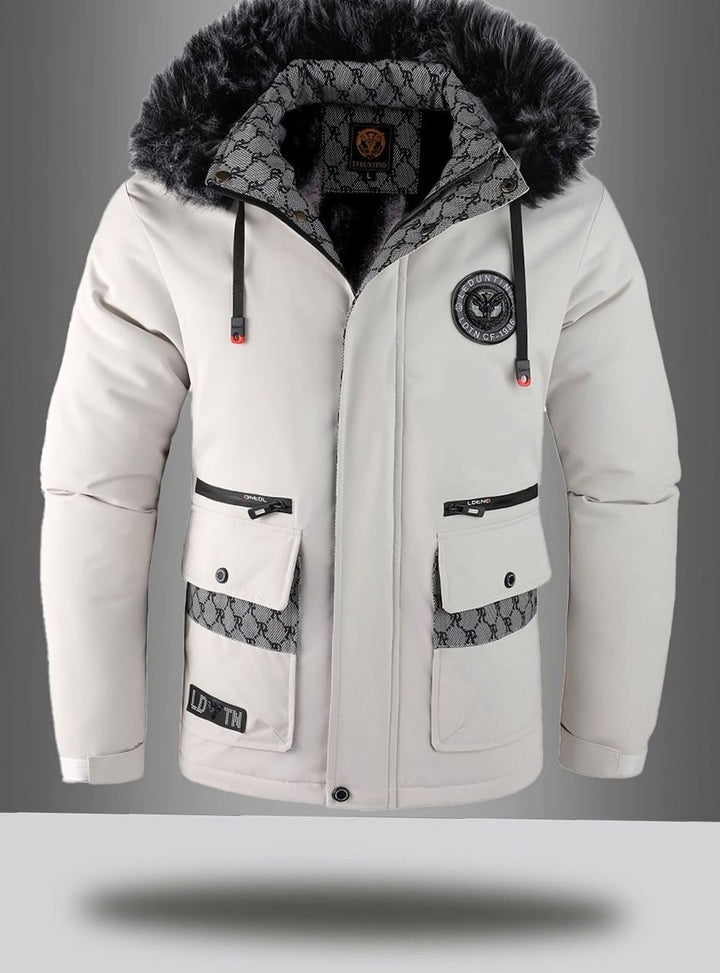 Men's Faux Fur Hooded Insulated Winter Parka Coat