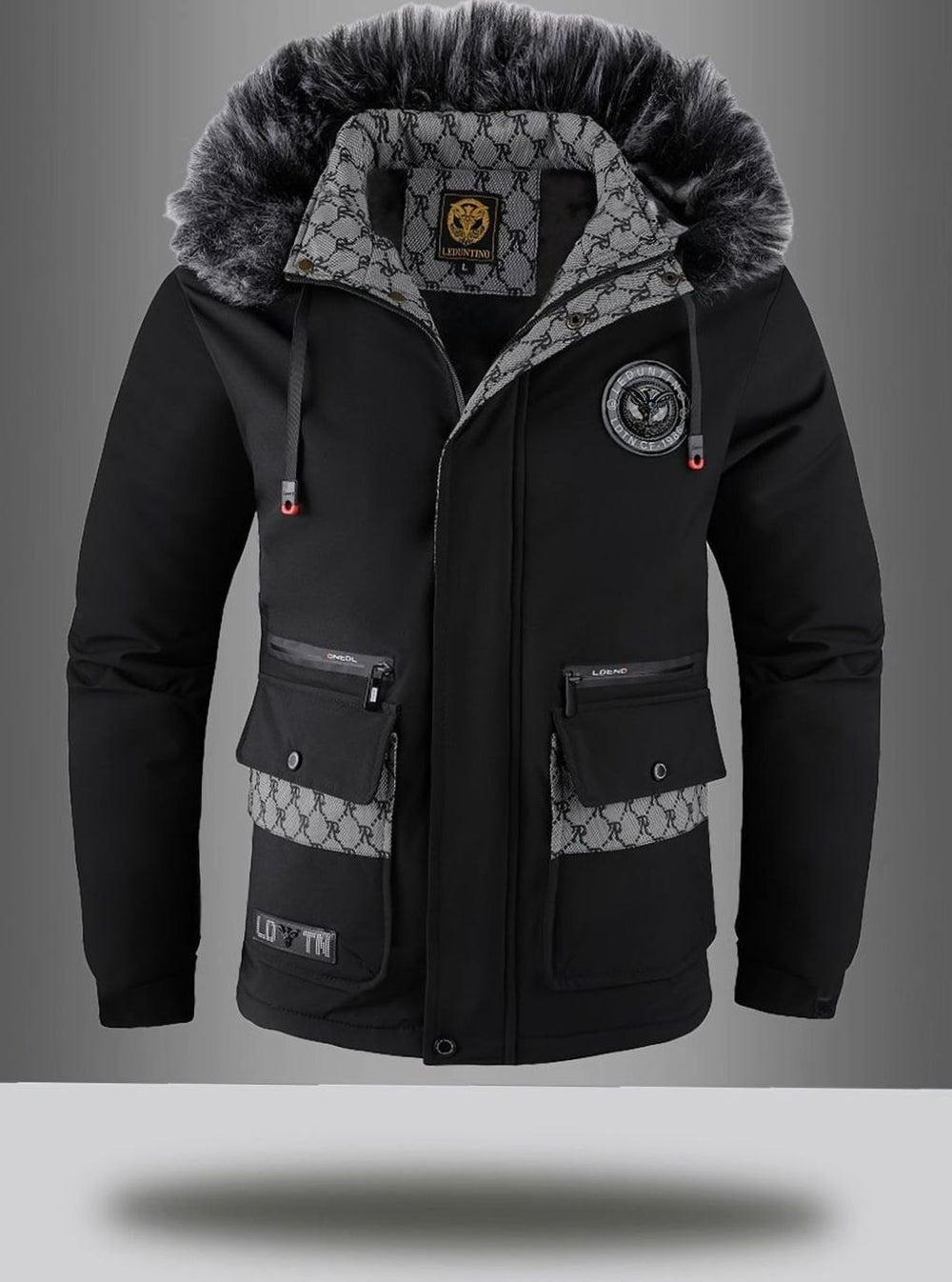 Men's Faux Fur Hooded Insulated Winter Parka Coat