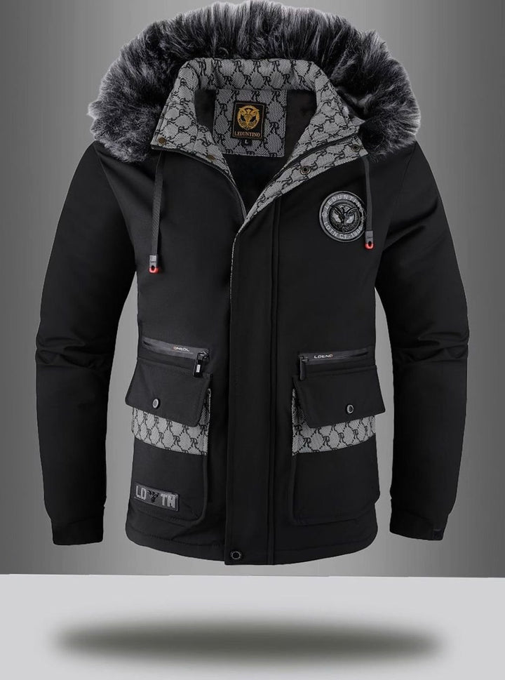 Men's Faux Fur Hooded Insulated Winter Parka Coat