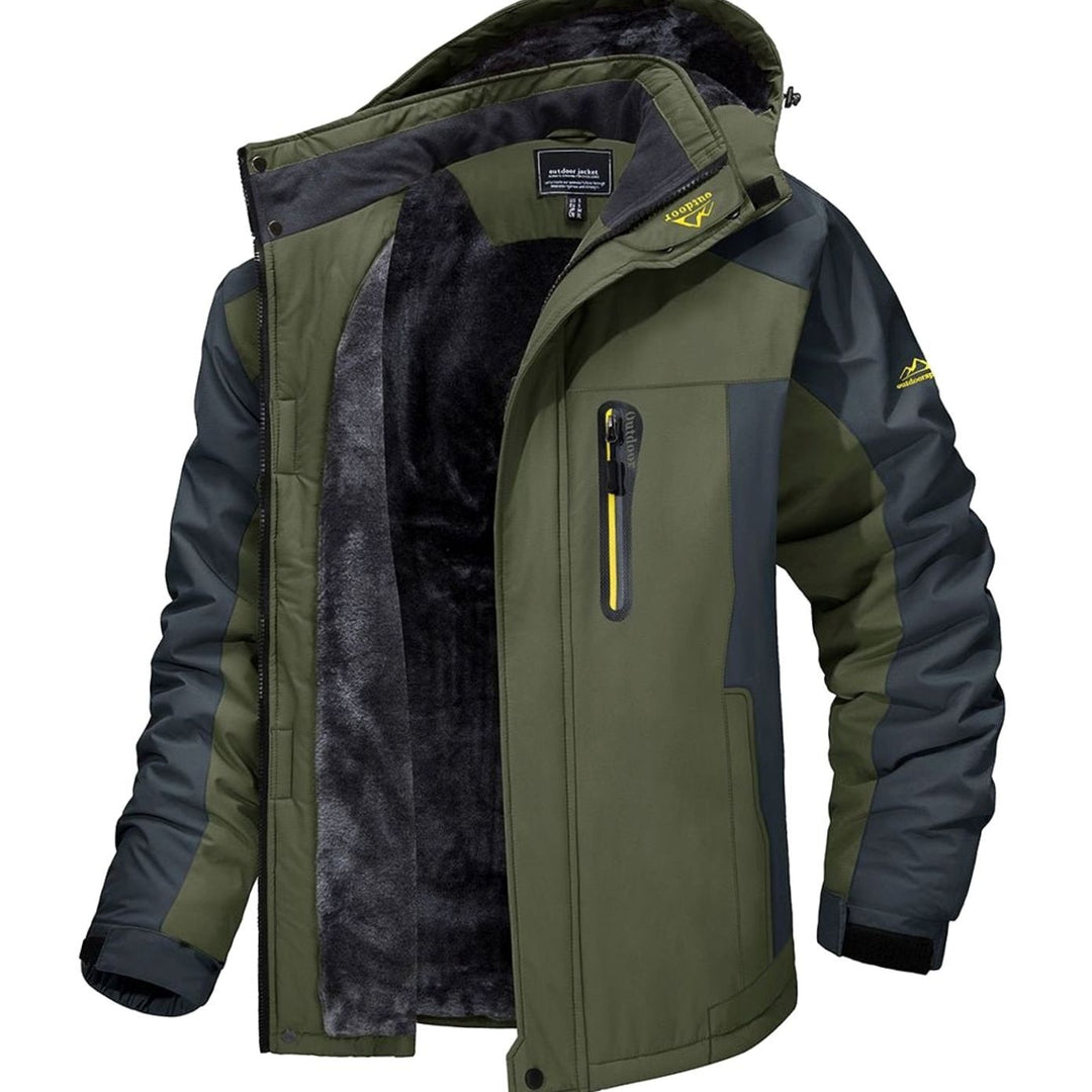 Men's Fleece-Lined Insulated Hooded Heavy-Duty Winter Jackets - Army Green