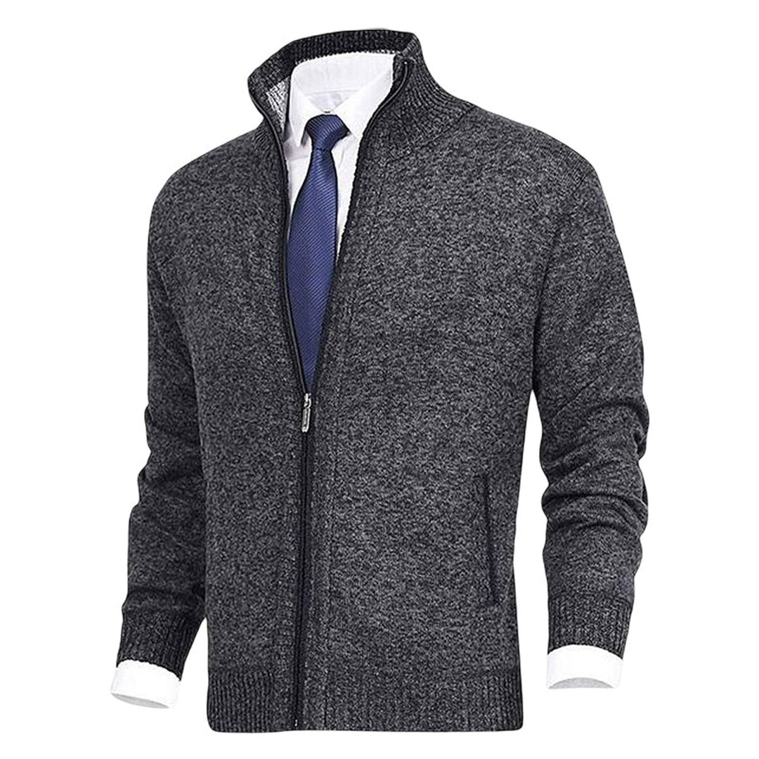 Men's Full-Zip Mock Neck Knit Cardigan Sweater Women Love Too