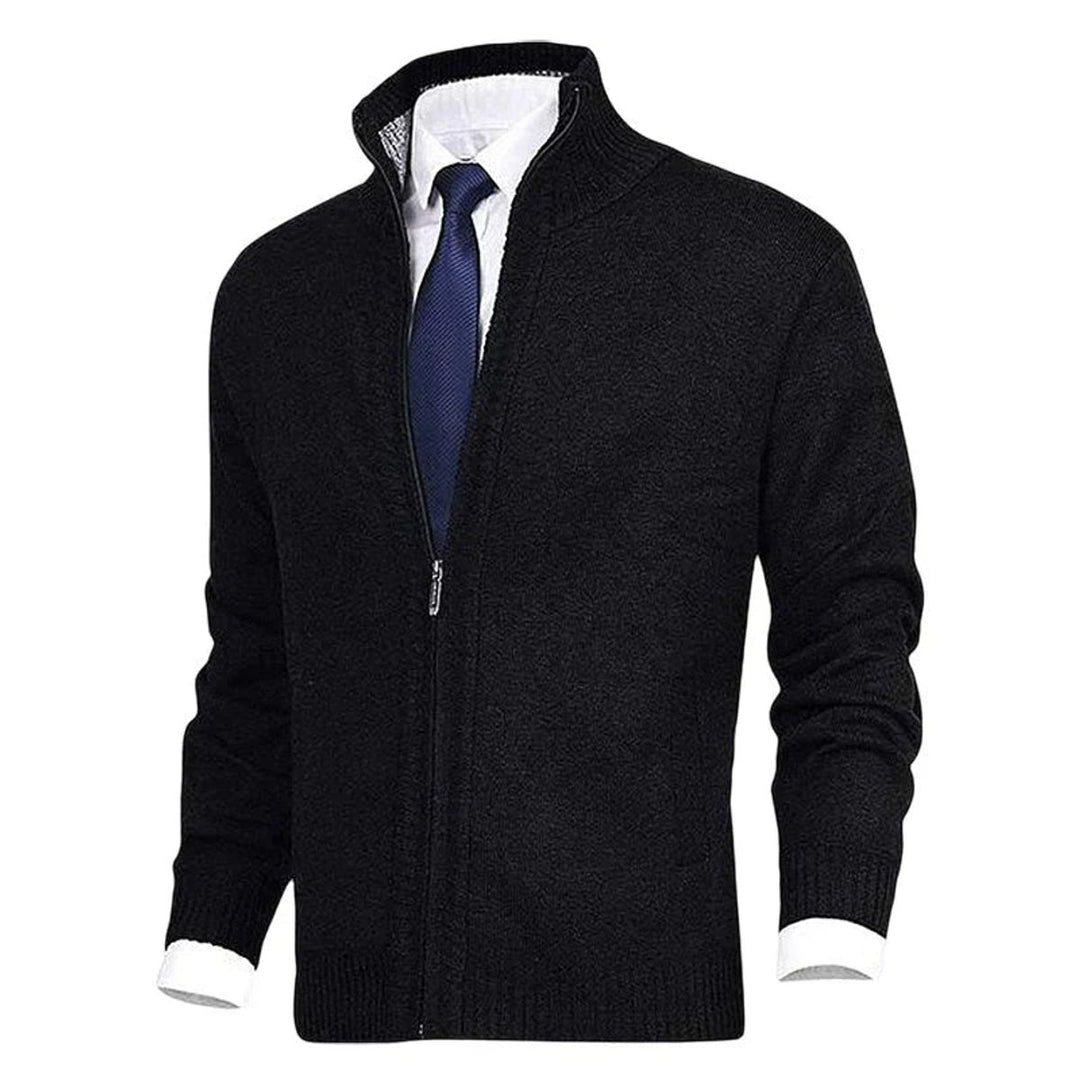 Men's Full-Zip Mock Neck Knit Cardigan Sweater Women Love Too