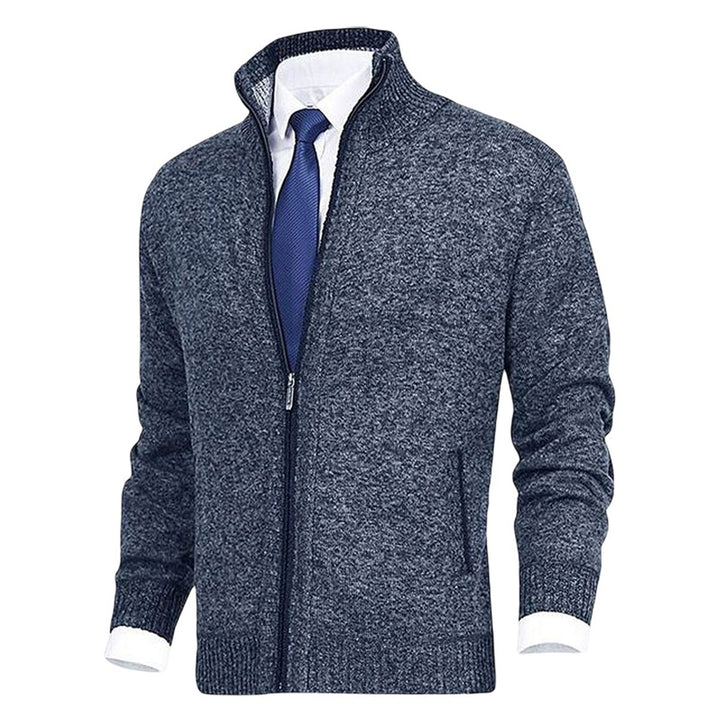 Men's Full-Zip Mock Neck Knit Cardigan Sweater Women Love Too