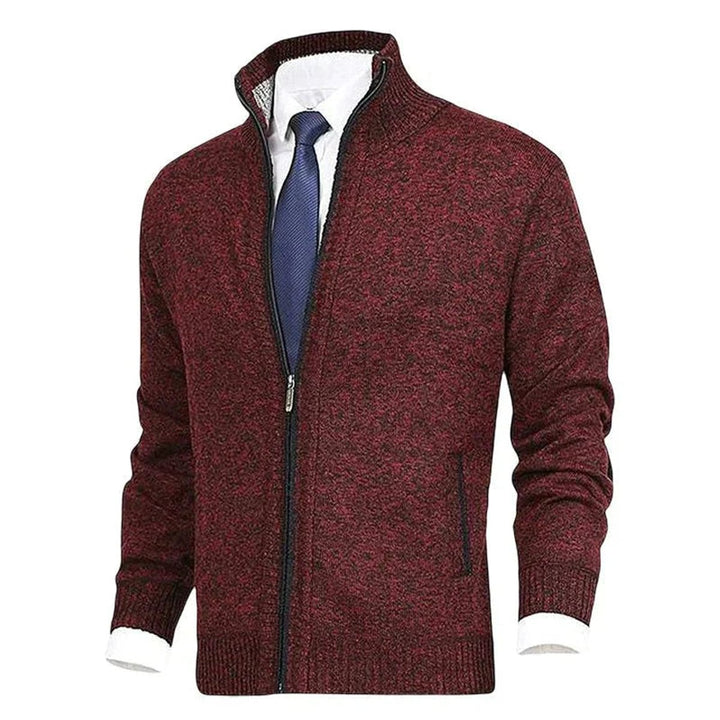 Men's Full-Zip Mock Neck Knit Cardigan Sweater Women Love Too